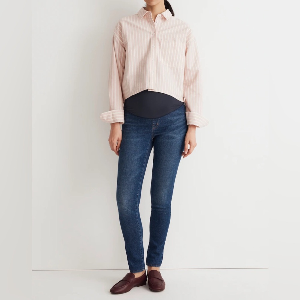 Madewell Maternity Over-The-Belly High-Rise Skinny Jeans in Smithley Wash